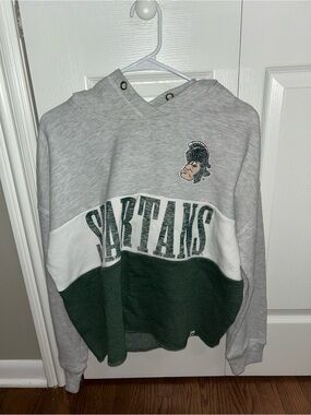 47 Brand Spartans Colorblock Crewneck Sweater - Gray/White/Green
